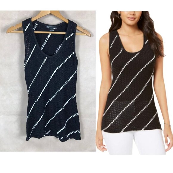 INC Black/White Crochet Knit Sleeveless Top NWOT Small - Picture 1 of 10